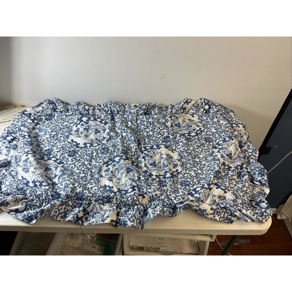 Set of 2 Ralph Lauren King Pillow Sham Tamarind Porcelain Blue Custom Ruffle
